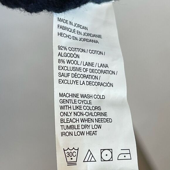 Vintage IZOD Sweater Men's XL Blue Chunky Cable Knit Wool Blend V Neck Pullover - Picture 7 of 12